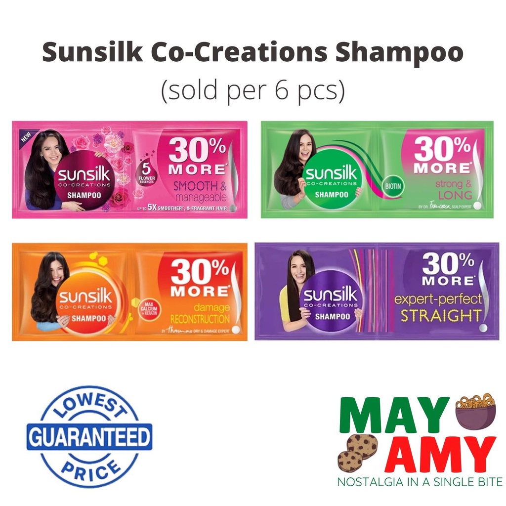 Sunsilk CoCreations Shampoo Triple Sachet 6 pcs (pink, purple, green