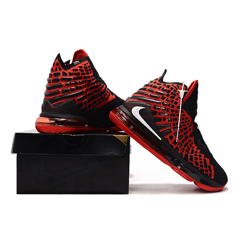 lebron james shoes black and red