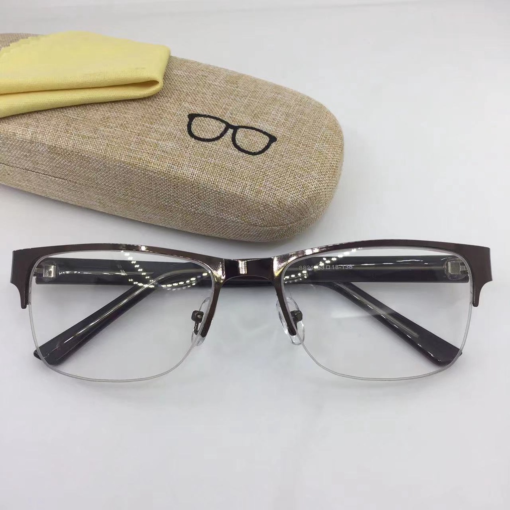 Semi Rimless Metal Frame Eyeglasses For Unisex Replaceable Lens High Quality Free Case 8821