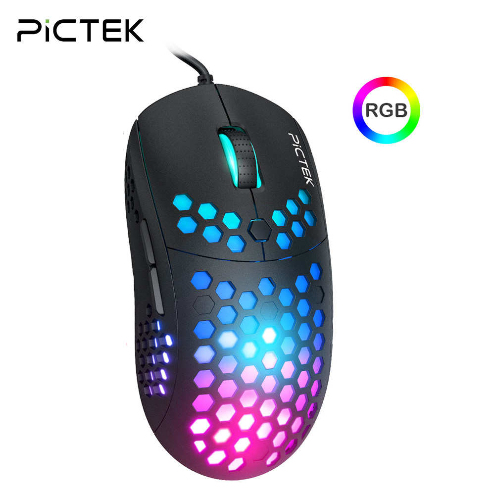 PICTEK PC292 RGB Gaming Mouse Wired, Ultralight Computer