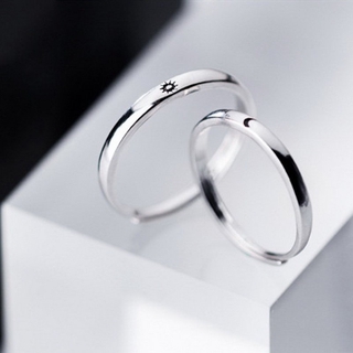 2Pcs Sun and Moon Lover Couple Rings Set Promise Wedding Bands For Couples Jewelry Gift