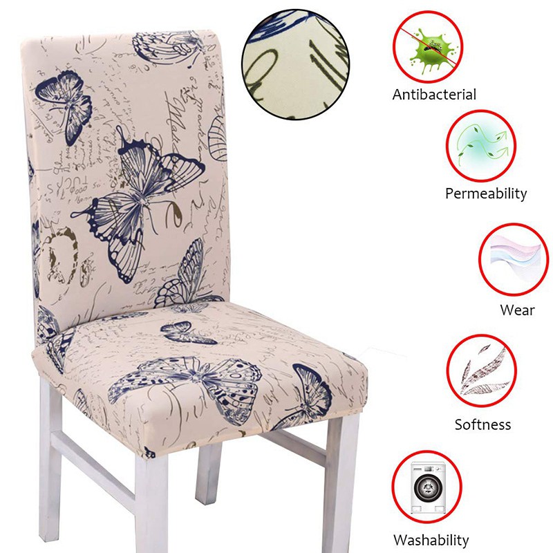Available 4pcs Dining Room Chair Slipcovers Spandex Fabric Stretch Removable Washable Butterfly Pattern Dining Chair Covers For Hotel Ceremony Party Wedding Home Decor Shopee Philippines