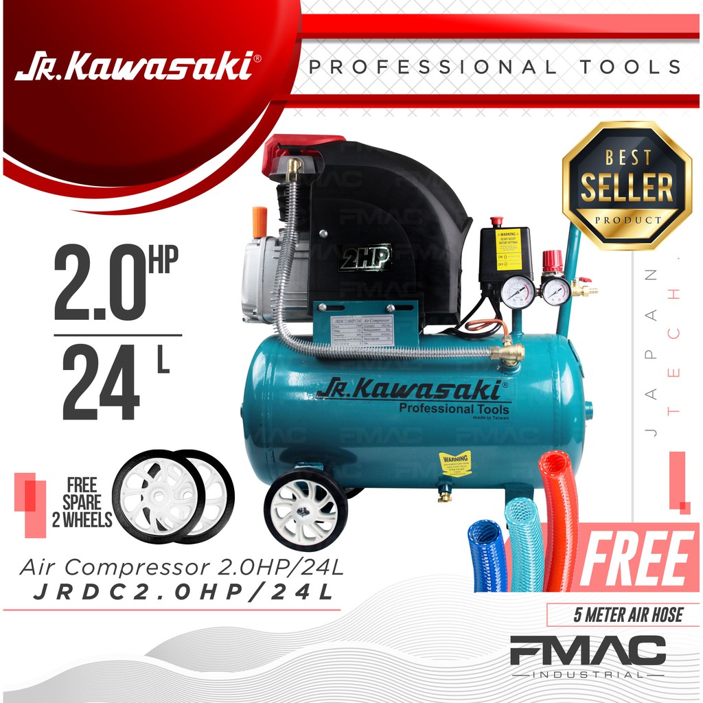 JR KAWASAKI JAPAN Air Compressor 2.0HP/24L (WITH FREE 5 METERS AIR HOSE) FMAC⭐⭐⭐⭐⭐ Shopee
