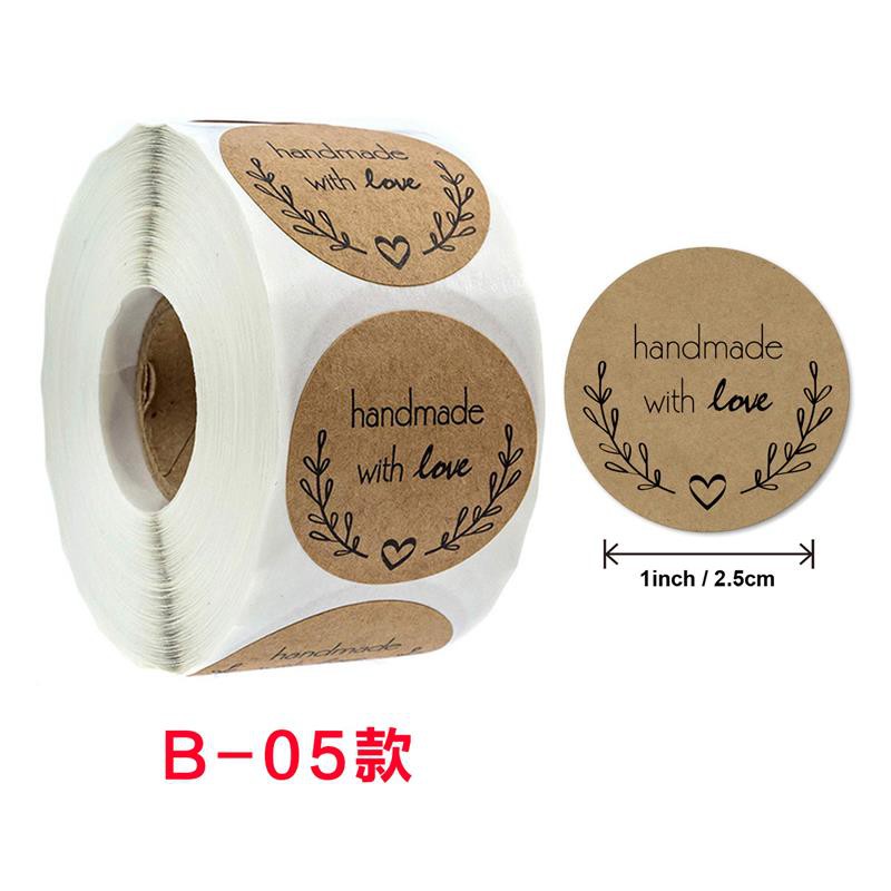 500Pcs Kraft Stickers Self Adhesive Scrapbooking Handmade Wedding Label DIY Y2Q7 