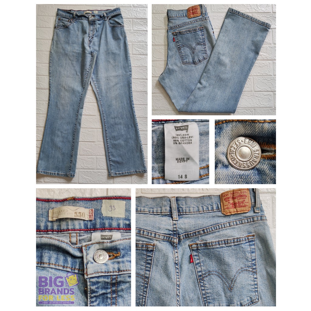 Levi's 550 Women's Jeans - Relaxed Bootcut - Light Wash - Measured Waist:  33in. | Shopee Philippines
