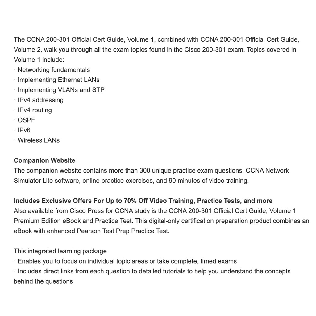 CCNA 200-301 Official Cert Guide, Volume 1 | Shopee Philippines