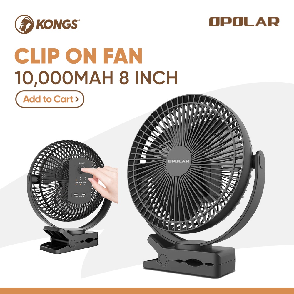 OPOLAR WH110 8Inch 10000mAh Rechargeable Battery Operated Clip on