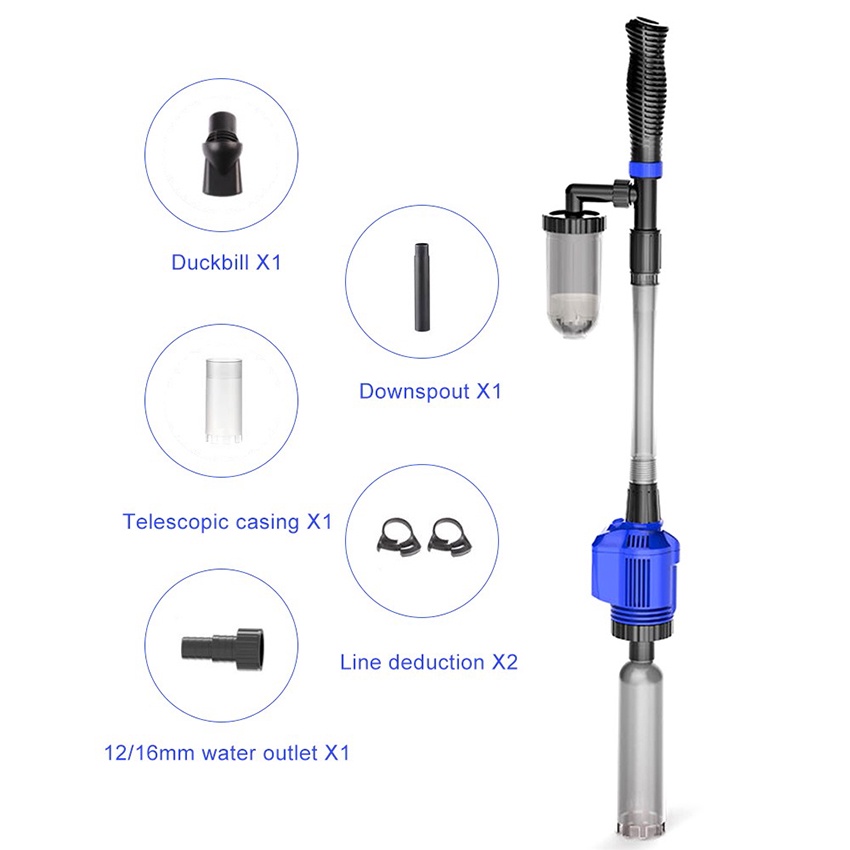 20W Aquarium Vacuum Gravel Cleaner Water Changer With Syphon Cleaning