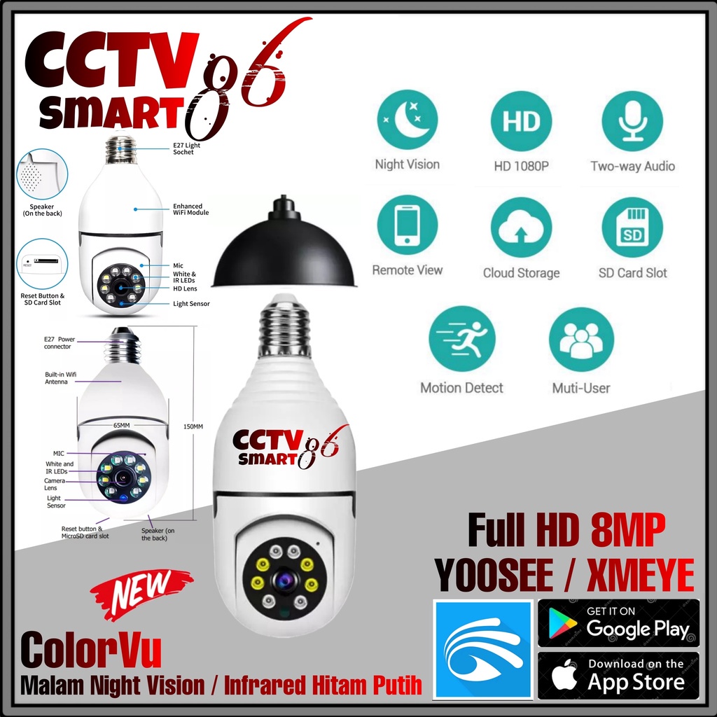 COD V380 Cctv Bulb Camera Wifi Connect To Cellphone With Voice Security ...