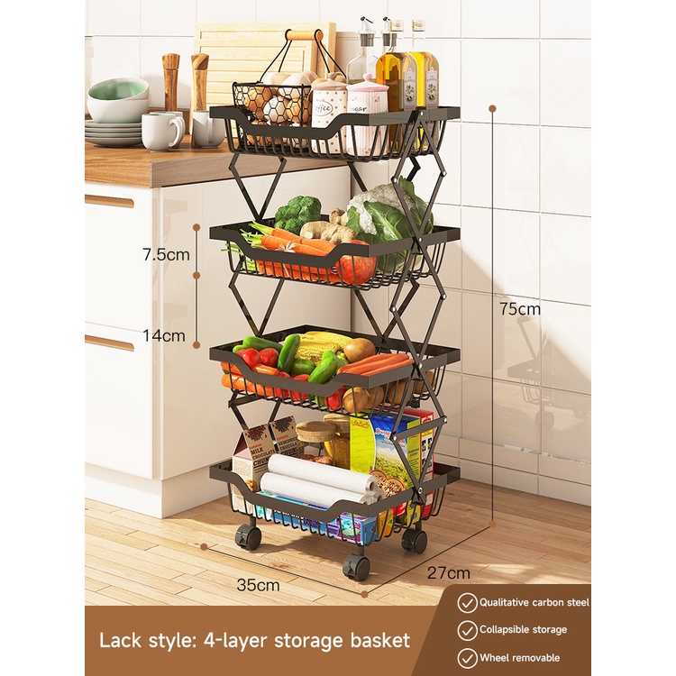 Fruit and vegetable storage rack foldable stretch storage storage rack
