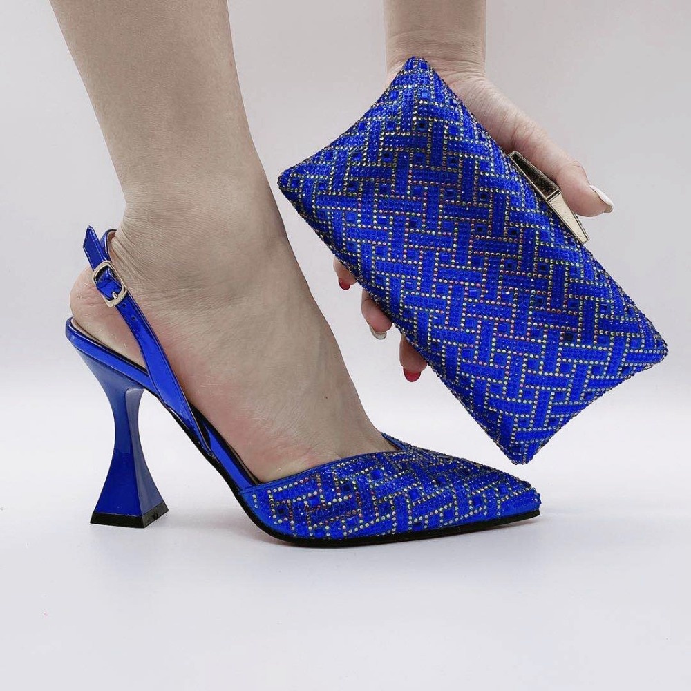 electric blue shoes and matching bag