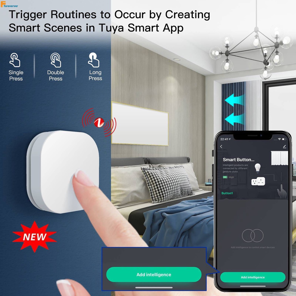 Tuya Zigbee Smart Button Switch Wireless Scene Switch Button Control