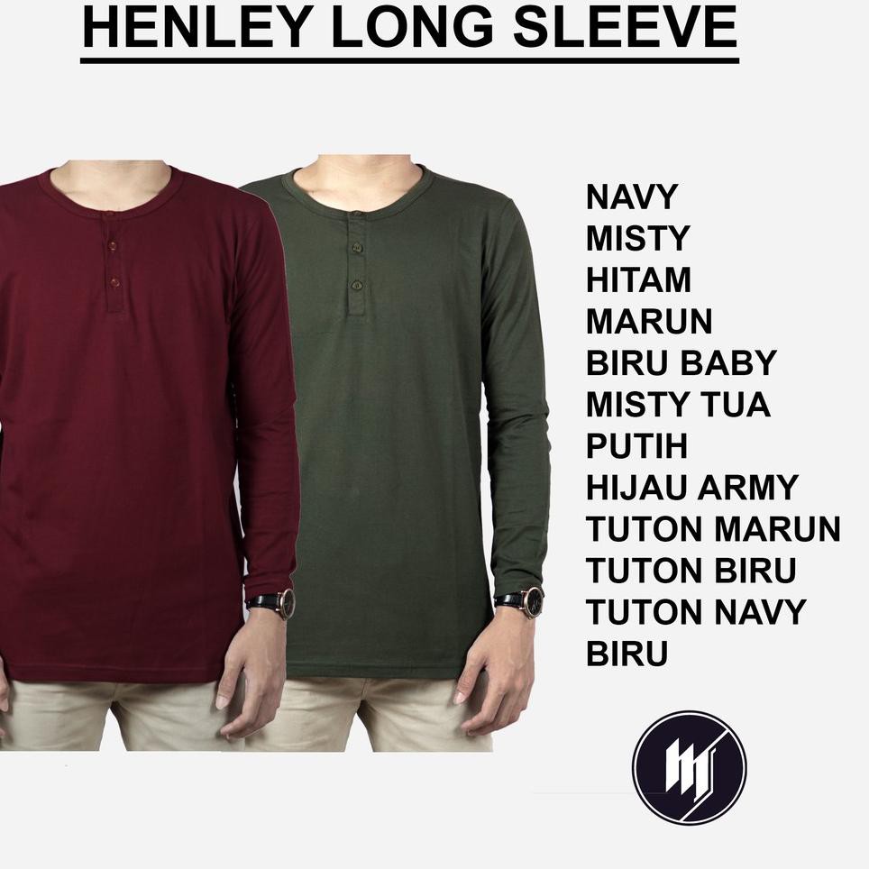 Send Now Henley Men S Long Sleeve Button Down Shirt Rfd 97 Shopee Philippines