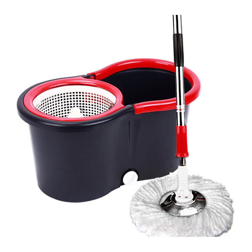 360 (plastic) Rotating Spin Mop Microfiber (Black) | Shopee Philippines