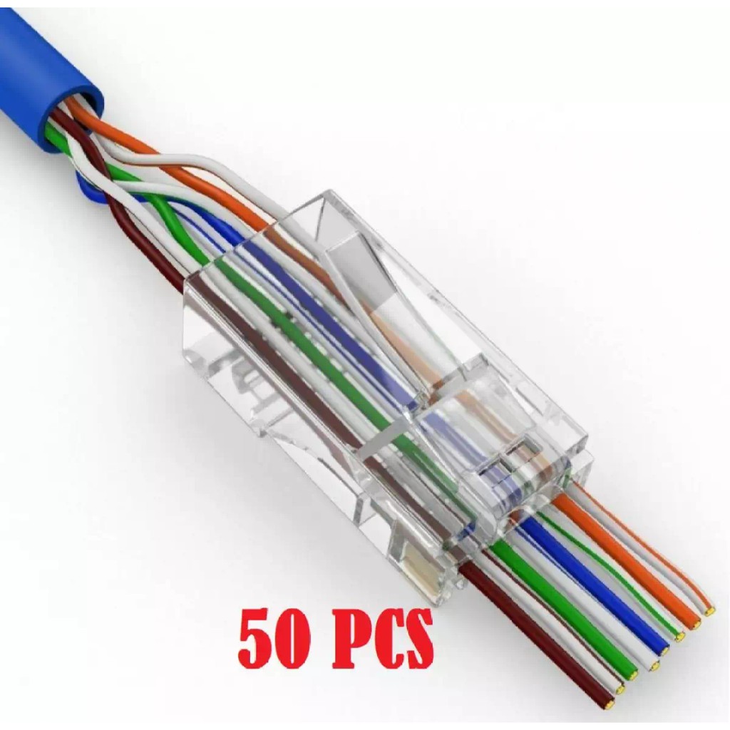 Original Amp Rj45 Cat6 Cat5 Cat5e 100pcs Head Modular Plug Connector Clip Jack Shopee Malaysia