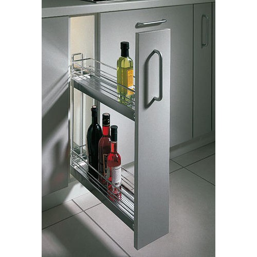 2 Layer Stainless Spice Rack / Stainless Steel Condiments Pull Out