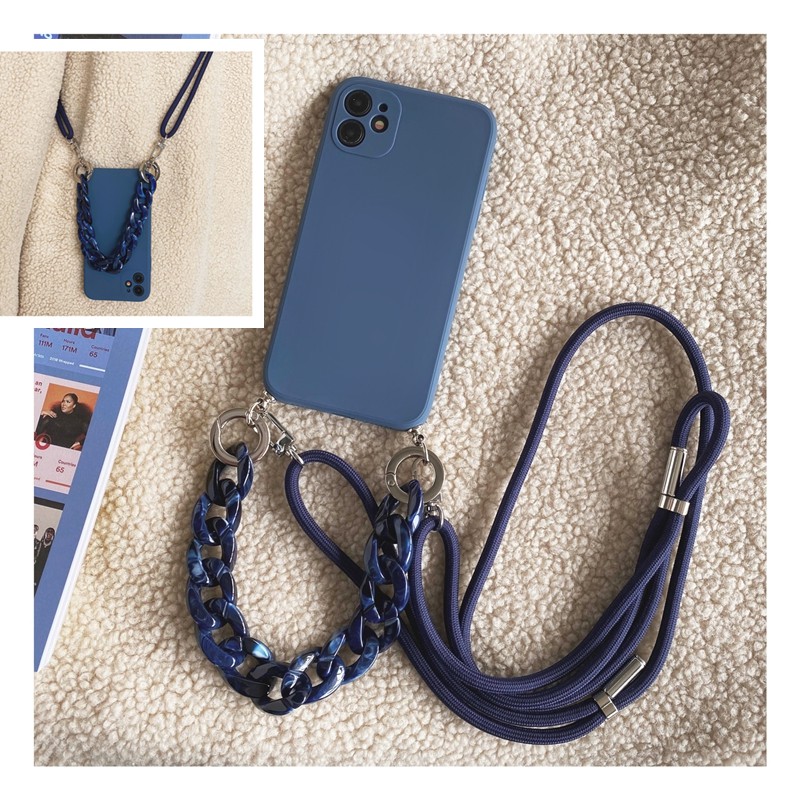 IPhone Mobile Phone Lanyard Soft Case, Square Liquid Silicone Necklace ...