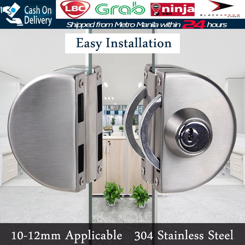 Stainless Steel 10-12mm Glass Door Lock Rotary Knob Open/Close Push ...