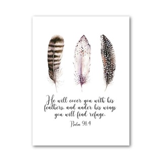 Bible Verse Feathers Quotes Posters Prints Scripture Church Wall Art Canvas Painting Wall Picture for Living Room Home Decor Unframed #4