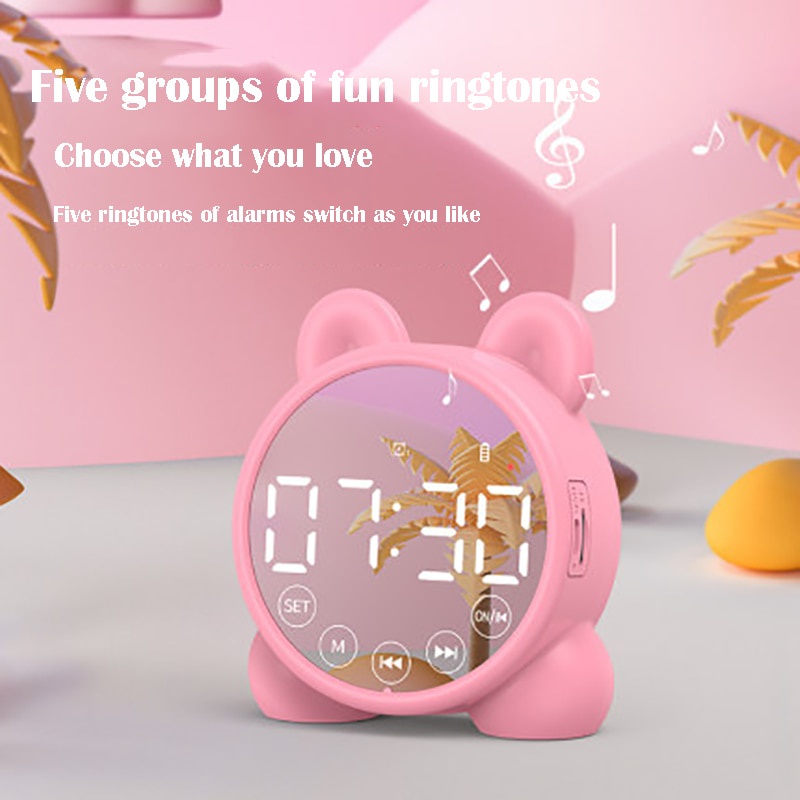 Pink Cute Mini Wireless Bluetooth Speaker Kids Clock Speakers Mini ...