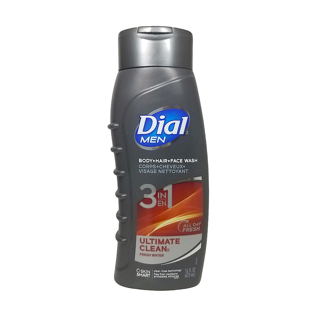 Dial Men 3in1 Body, Hair and Face Wash, Ultimate Clean Fresh Water