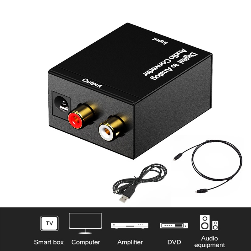 Digital Optical Coaxial Toslink Signal To Analog Audio Converter Adapter RCA Digital To Analog
