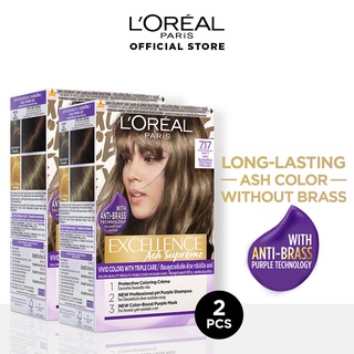 LOreal Paris Excellence Ash Supreme Haircolor 7.17 x 2 with Purple Shampoo - Hair Dye Permanent