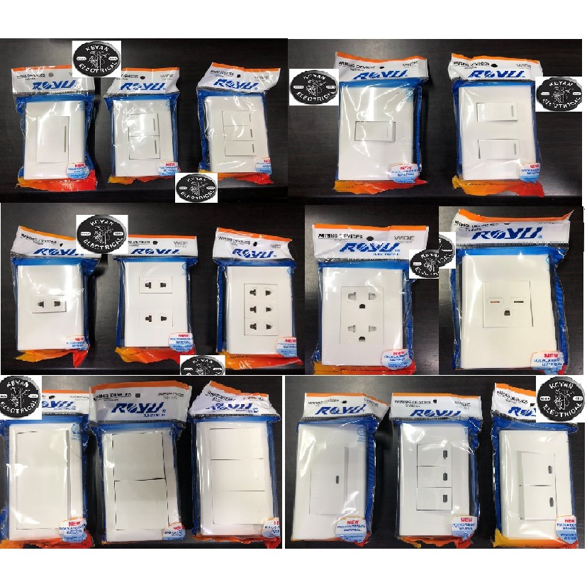 ROYU SWITCH OUTLET 1 GANG 2 GANG 3 GANG DUPLEX AIRCON OUTLET LED SWITCH