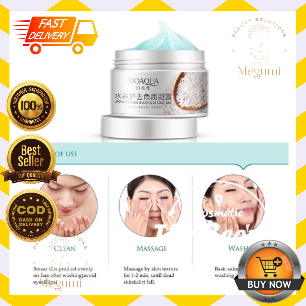 MEGUMI BEAUTY AUTHENTIC BIOAQUA FACIAL WASH RUB BRIGHTENING EXFOLIATING ...