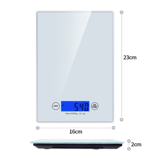 5Kg Household Mini Portable Digital PressControl Food Weighing LCD Screen Glass Kitchen Scale ,White #3