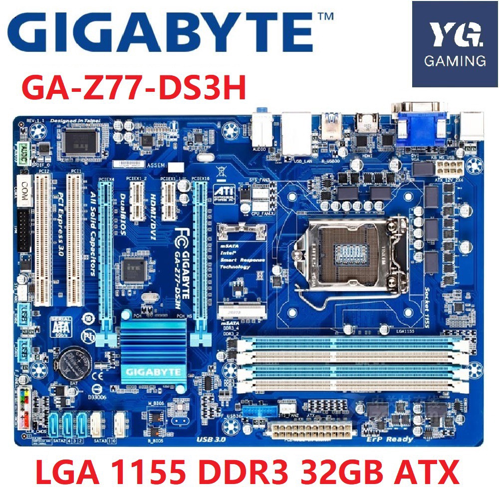 GIGABYTE GAZ77DS3H Desktop Motherboard Z77 Socket LGA 1155 DDR3 32G ATX Original Used