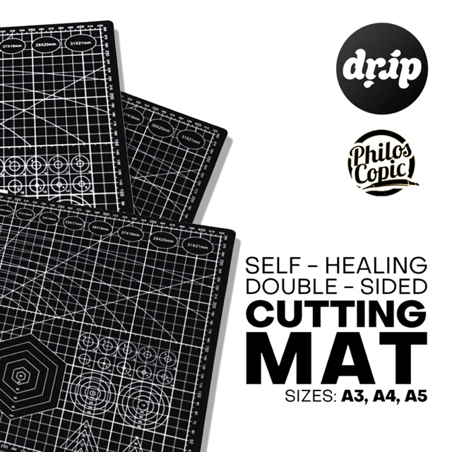Drip Cutting Mat Black Self healing and Reversible ( Drip by