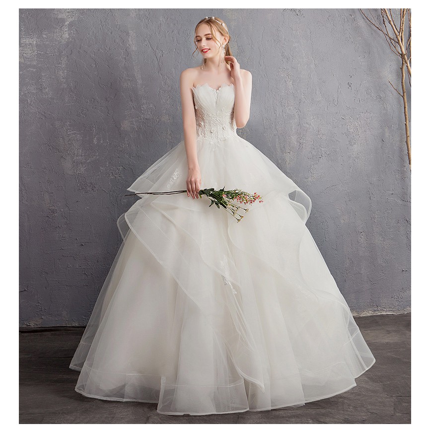 2019 New Wedding Dress Super Fairy High Waist Wedding Gown
