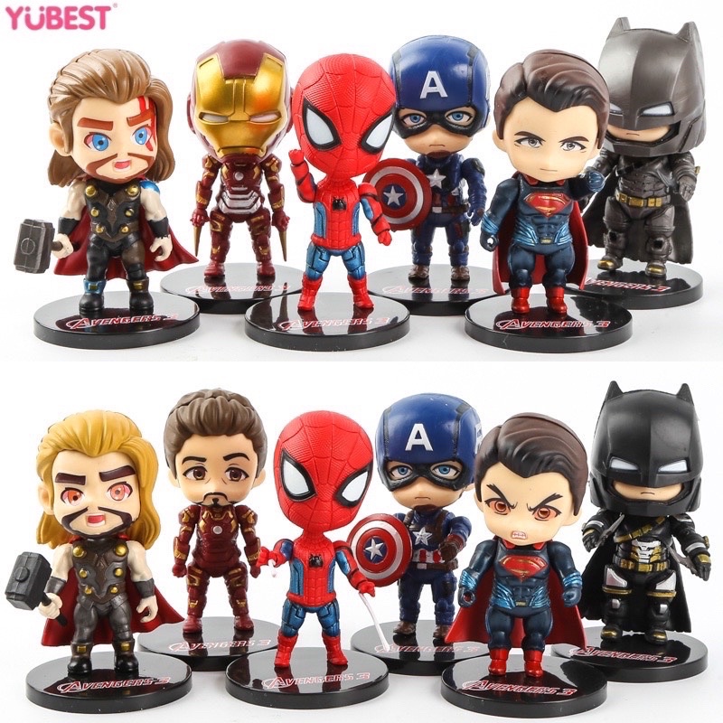 Yubest 6pcs/set The Marvel Avengers Alliance Batman Spiderman Iron Man ...