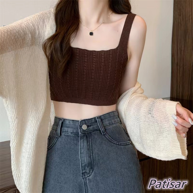 Sleeveless Knitted Corset Halter Top Women's Inner Wear | Shopee ...