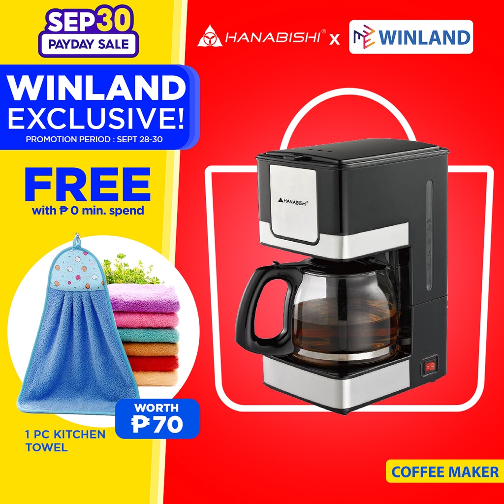 HANABISHI by Winland Coffee Cafe Maker Machine HCM15XB Up to 6 cups