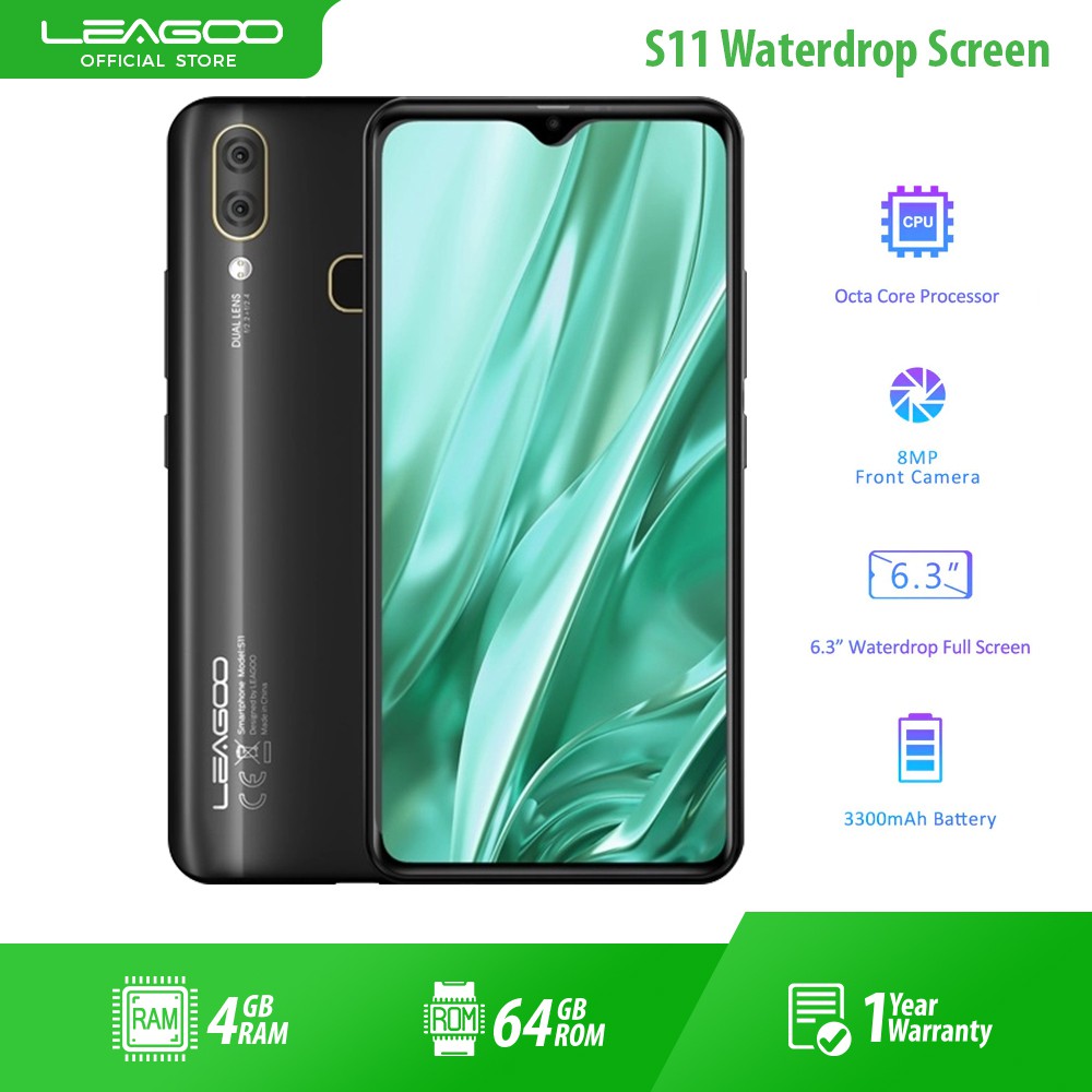 Leagoo S11 4gb Ram 64gb Rom Android 9 0 Helio P22 Octa Core 6 3 Hd Ips Waterdrop Screen Smartphone Shopee Philippines