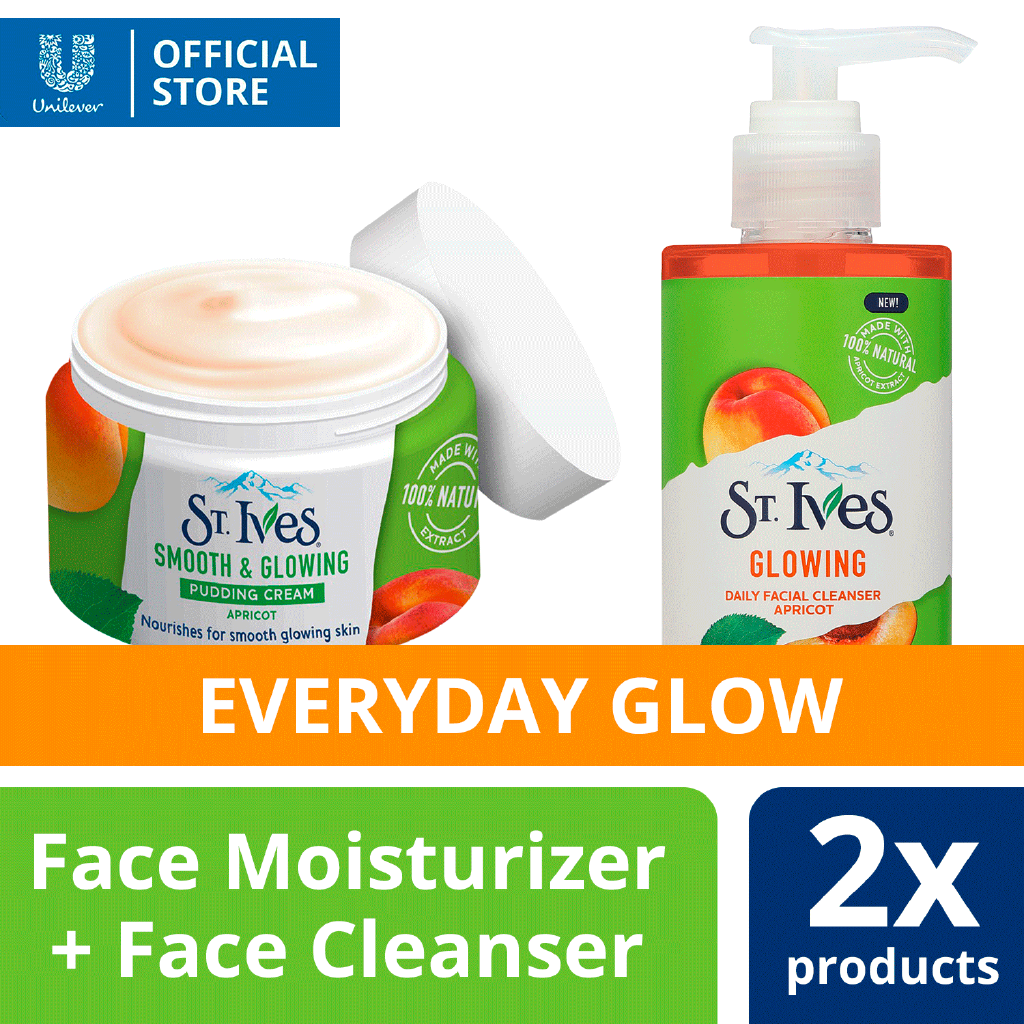 St. Ives Glowing Facial Cleanser Apricot 200ml and Pudding Apricot Facial Cream 45g Shopee