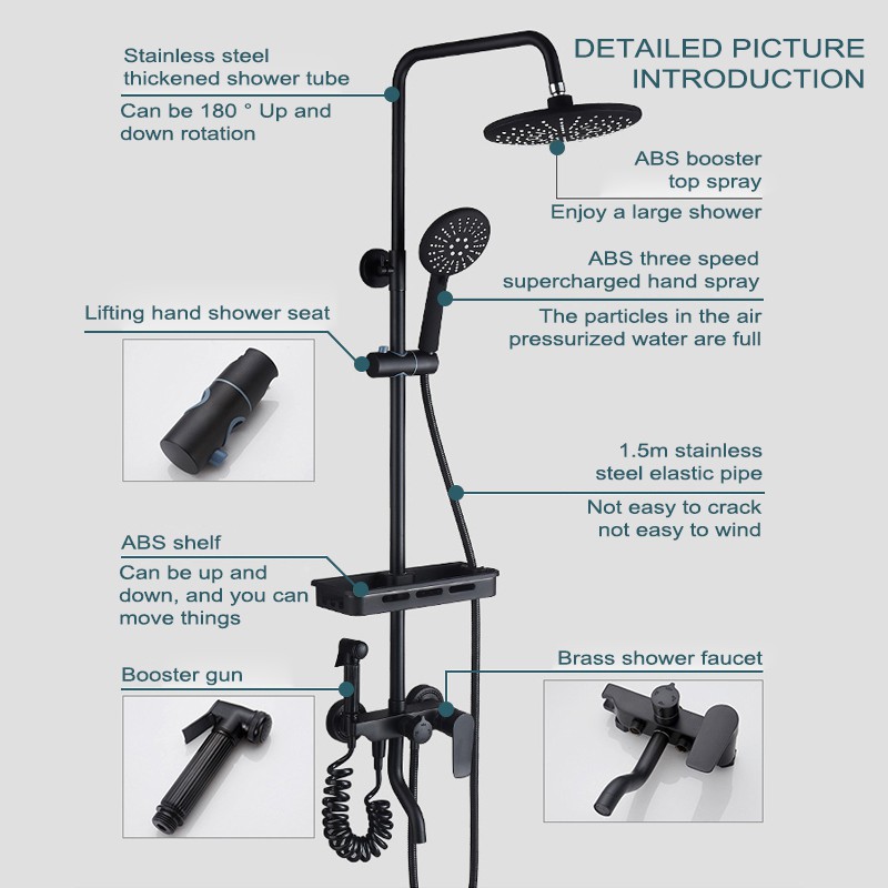 304 Stainless Shower Set 4-Function Mixer Shower Kit Shower Head adjustable 360 ° rotation
