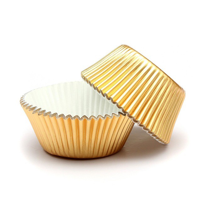 30pcs | 50pcs 3oz Thick Royal Gold Cupcake Liners Metallic Liner
