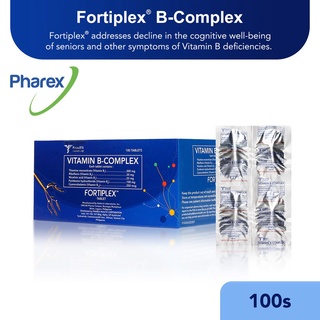 Fortiplex Vitamin B1+B6+B12+B2+B3 300mg/100mg/250mcg/30mg/25mg 100 Tablets (With 5 B-Vitamins)