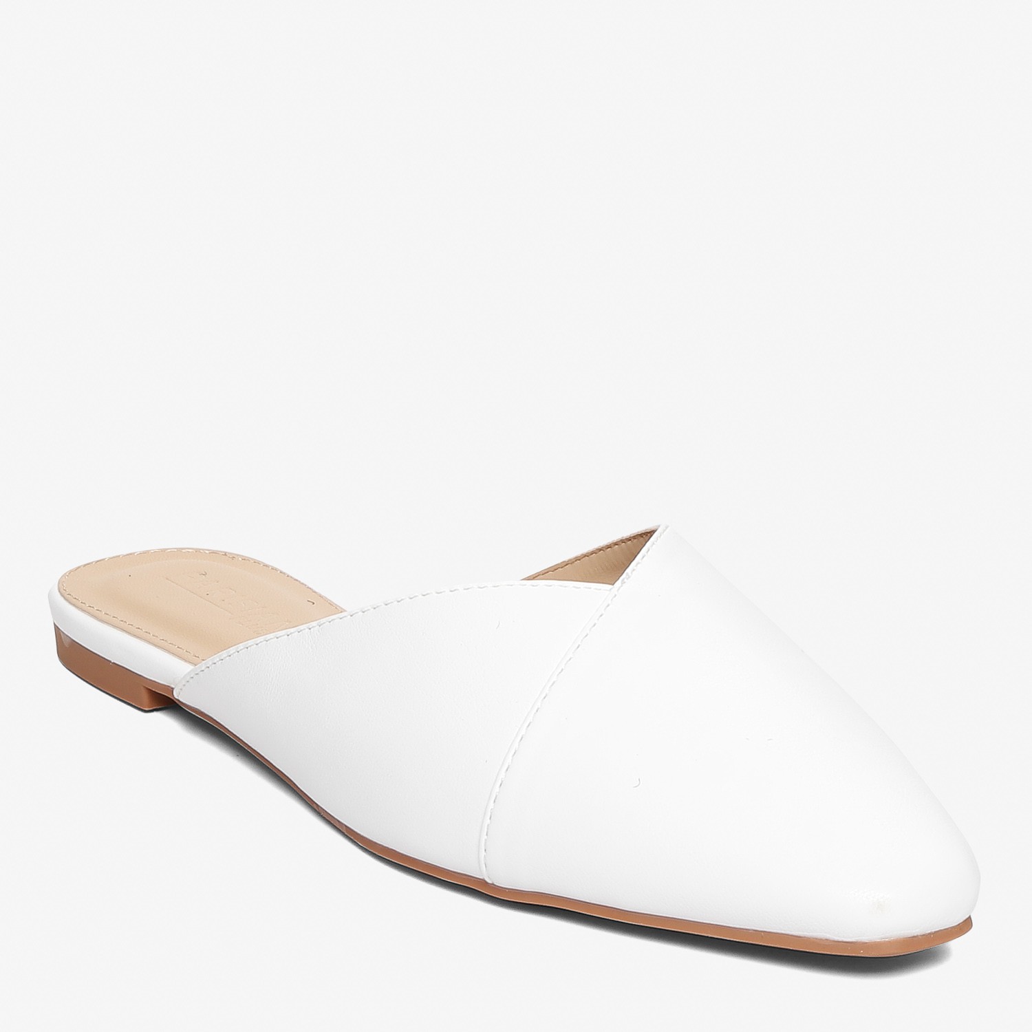 white slip on mules