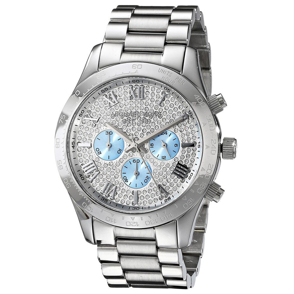 michael kors silver crystal watch