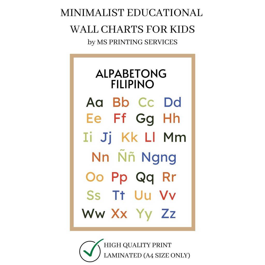 Laminated Minimalist Educational Wall Chart For Kids Alpabetong
