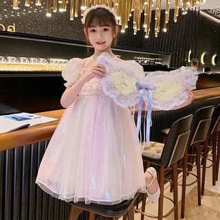 Girls Angel Wings Feather Dress Sequined Princess Girl Firefly Children Performance Costume #8
