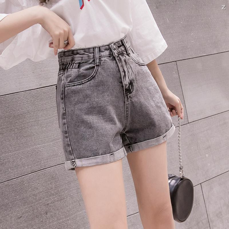 gray high waisted shorts
