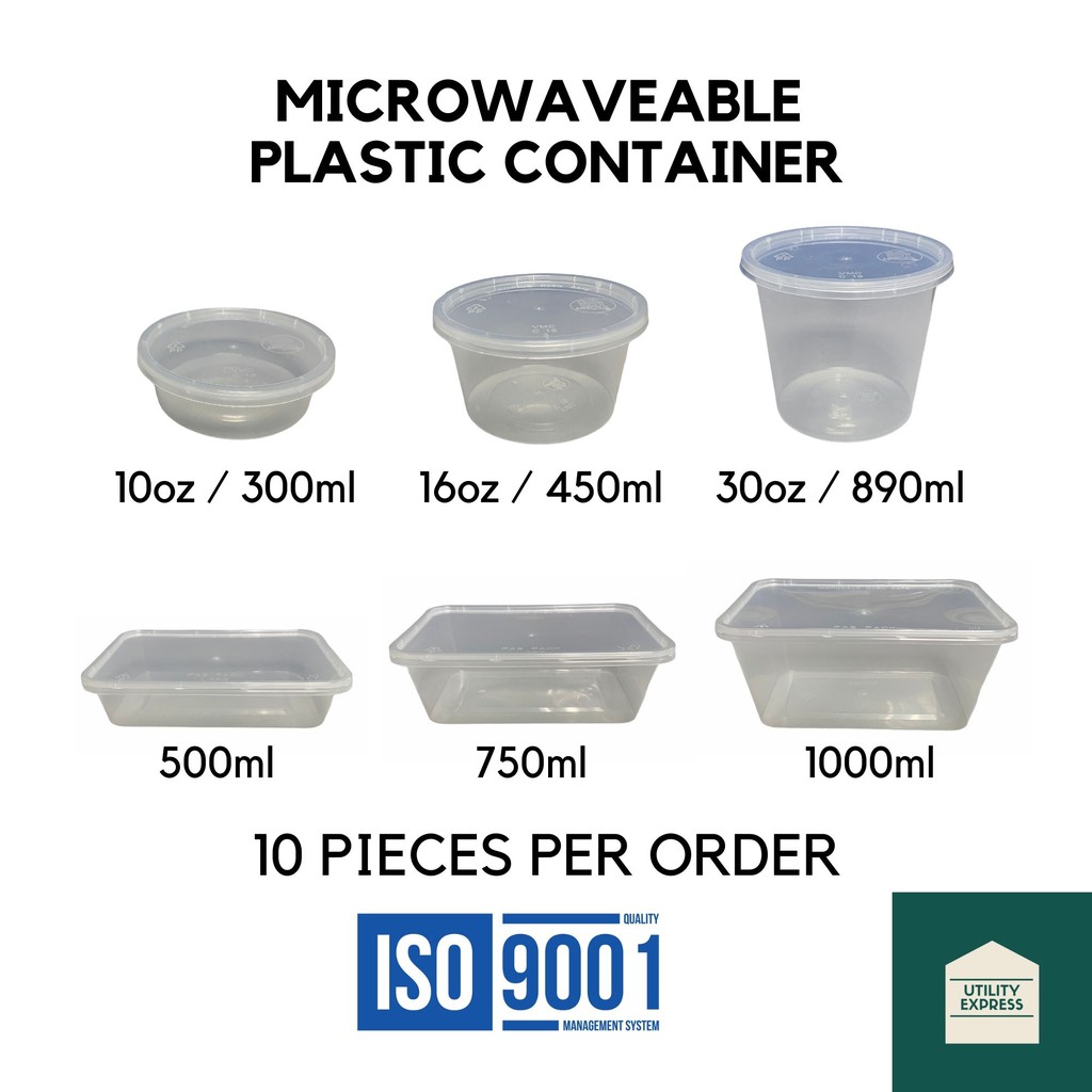 [10PCS] Rectangle and Round Clear Plastic Microwaveable Container