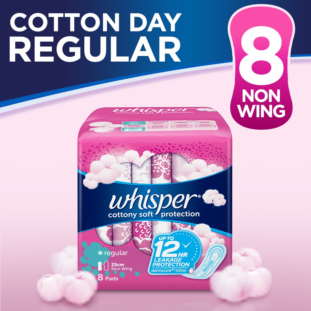 Whisper Cotton Clean Regular Flow NonWings 8s Sanitary Napkin Shopee Philippines