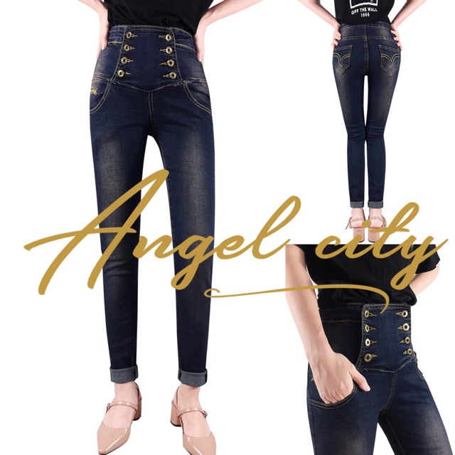 high waisted 4 button jeans