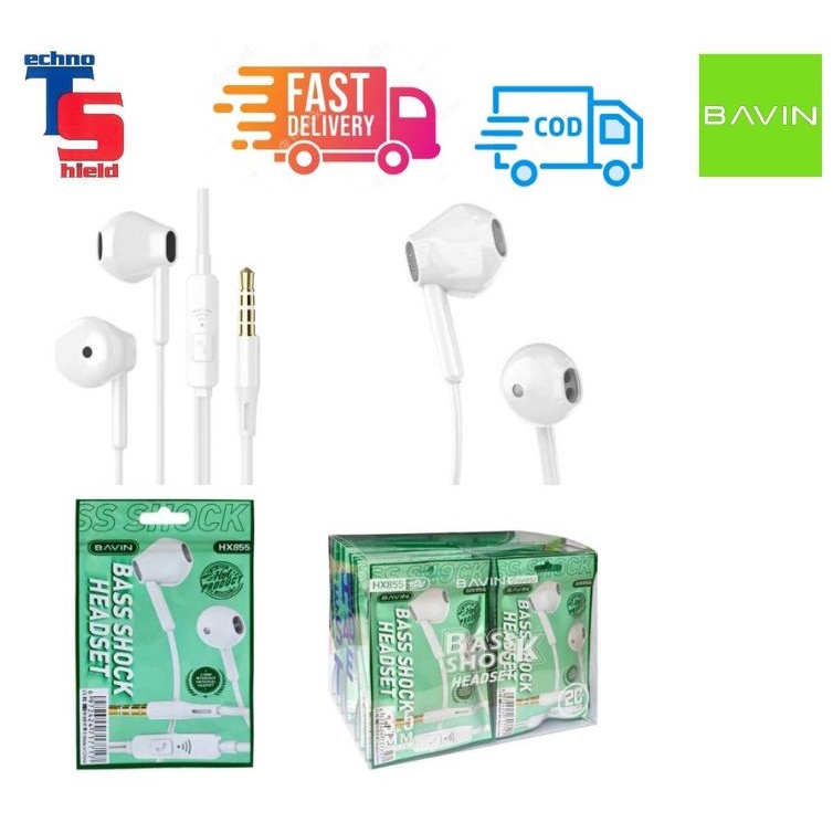 TECHNO_SHIELD Original Bavin EarPhone HX855 STEREO jack 3.5mm Heavy Bass HiFi Sound Shopee